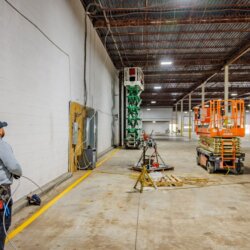 Contractor working on improvements at 9511 West Depot Street in Yorktown, IN.